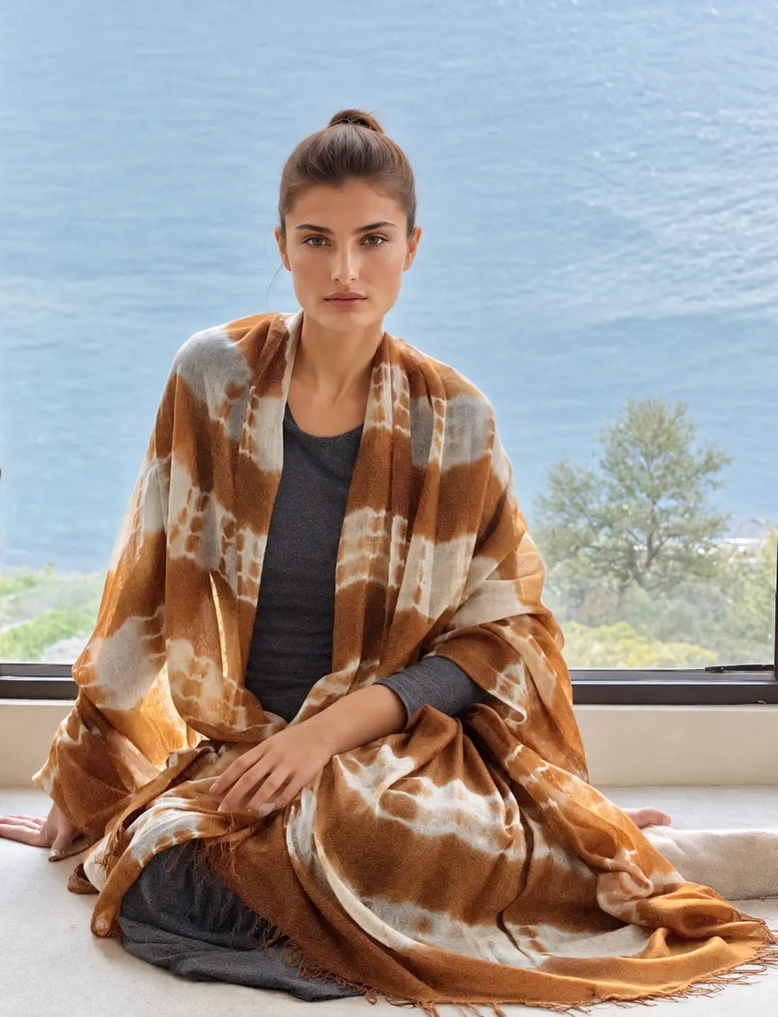 Premium Bronze Brown Cashmere Wrap – Handwoven Himalayan Limited Edition