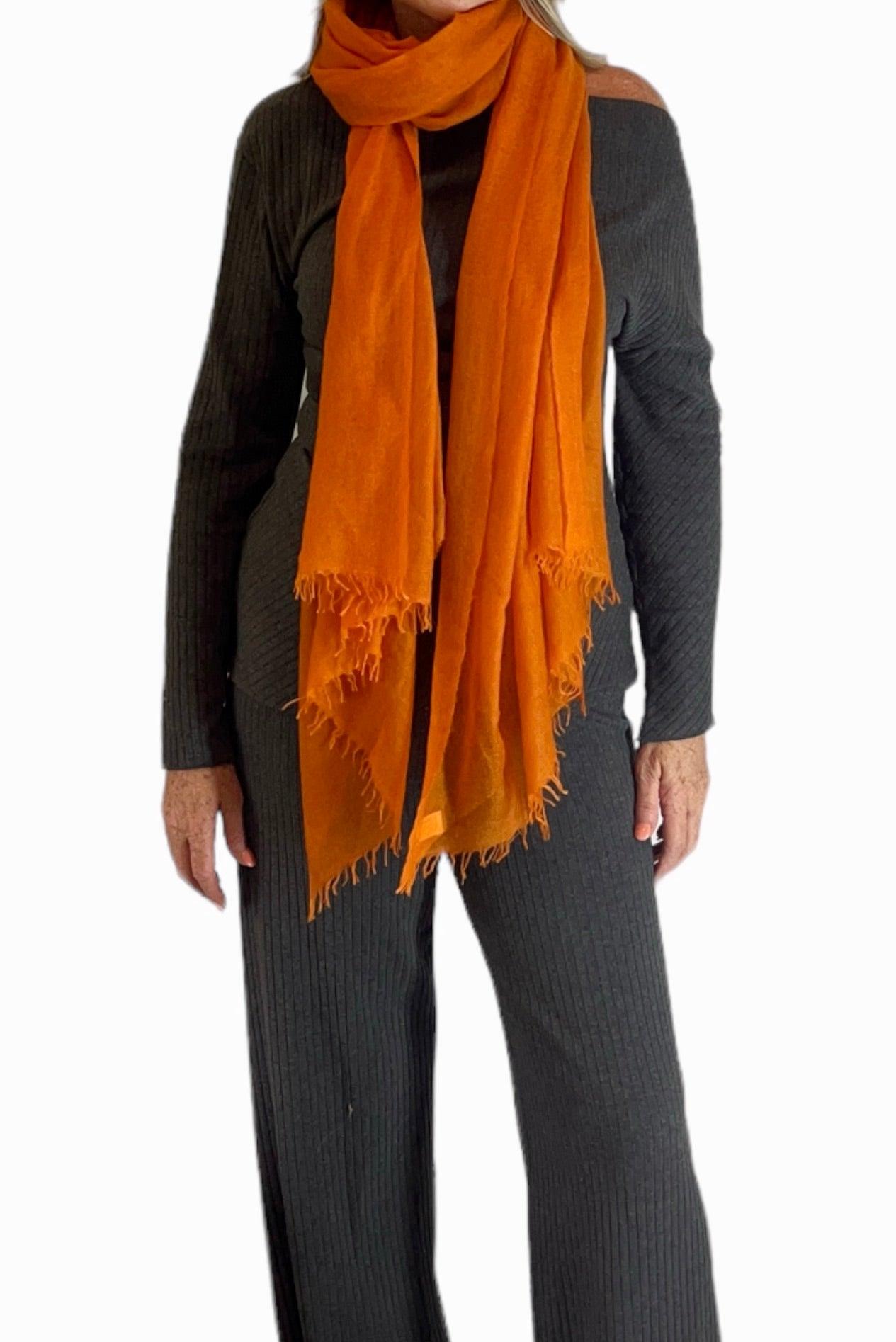 Amber Glow Cashmere Scarf - Cashmere Luxe