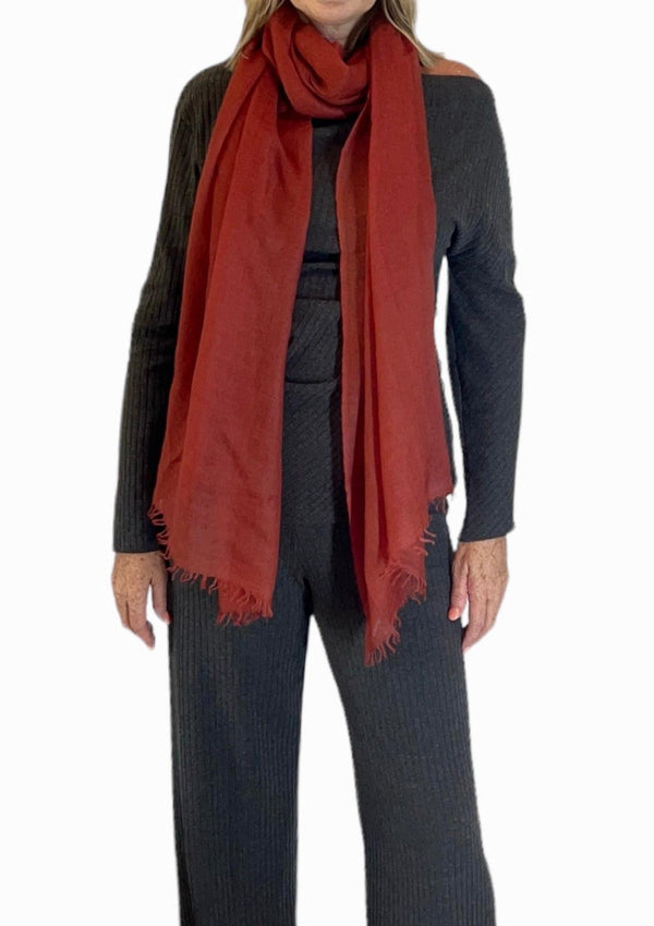 Burnt Brown Cashmere Scarf - Cashmere Luxe