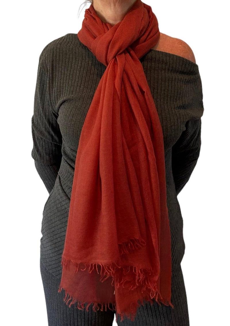 Burnt Brown Cashmere Scarf - Cashmere Luxe