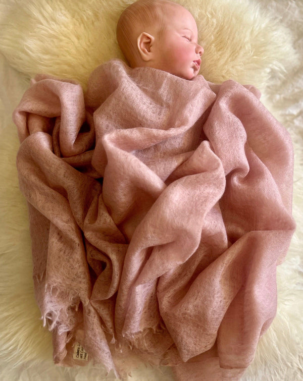 Cashmere Baby Blanket Hand-loomed Rose - Cashmere Luxe