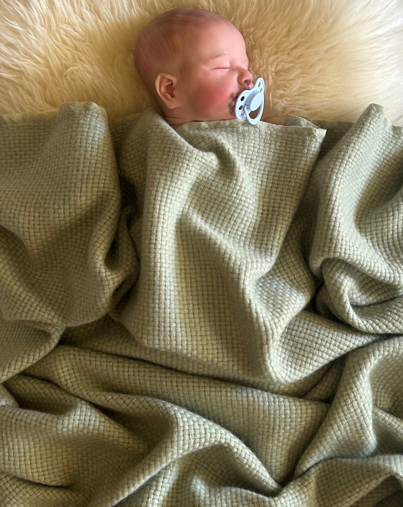 Cashmere Baby Blanket Hand-Woven Mint green - Cashmere Luxe