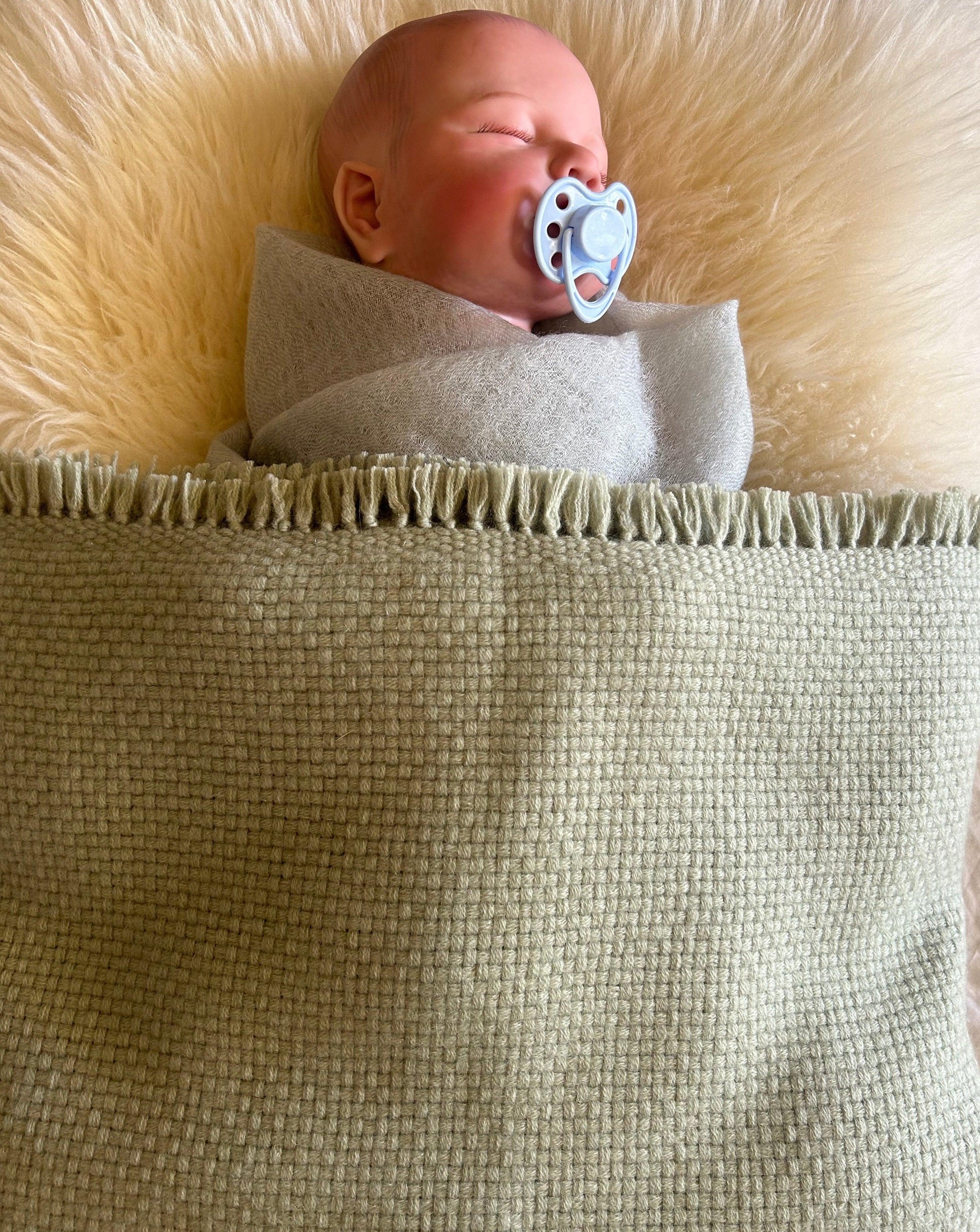 Cashmere Baby Blanket Hand-Woven Mint green - Cashmere Luxe