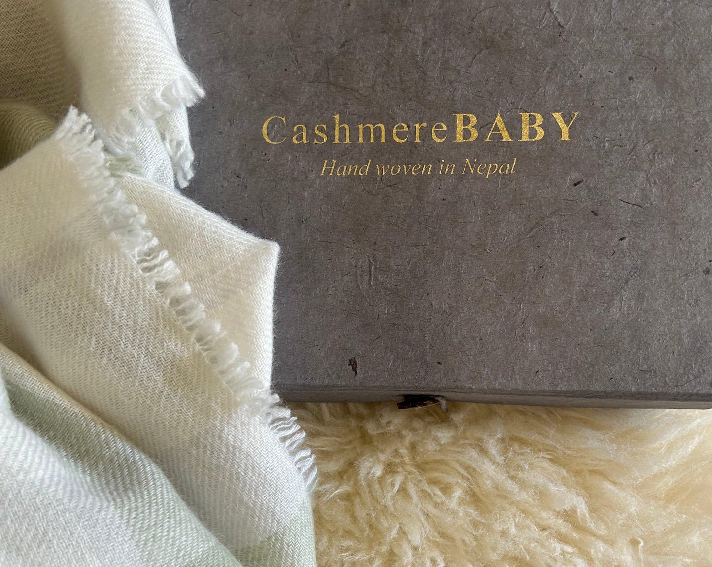 Cashmere Baby Blanket Hand-Woven Plaid Mint - Cashmere Luxe