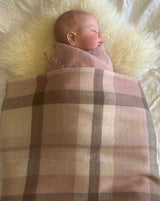 Cashmere Baby Blanket Hand-Woven Plaid Pink - Cashmere Luxe