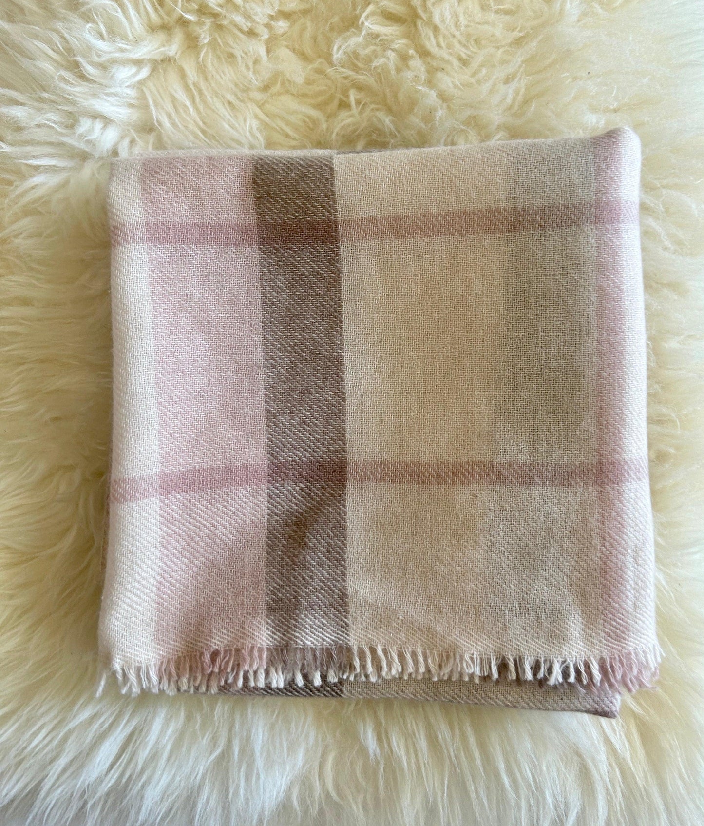 Cashmere Baby Blanket Hand-Woven Plaid Pink - Cashmere Luxe