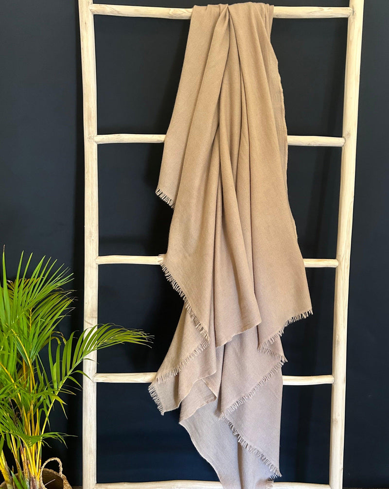 Cashmere Blanket Hand-loomed Tan - Cashmere Luxe