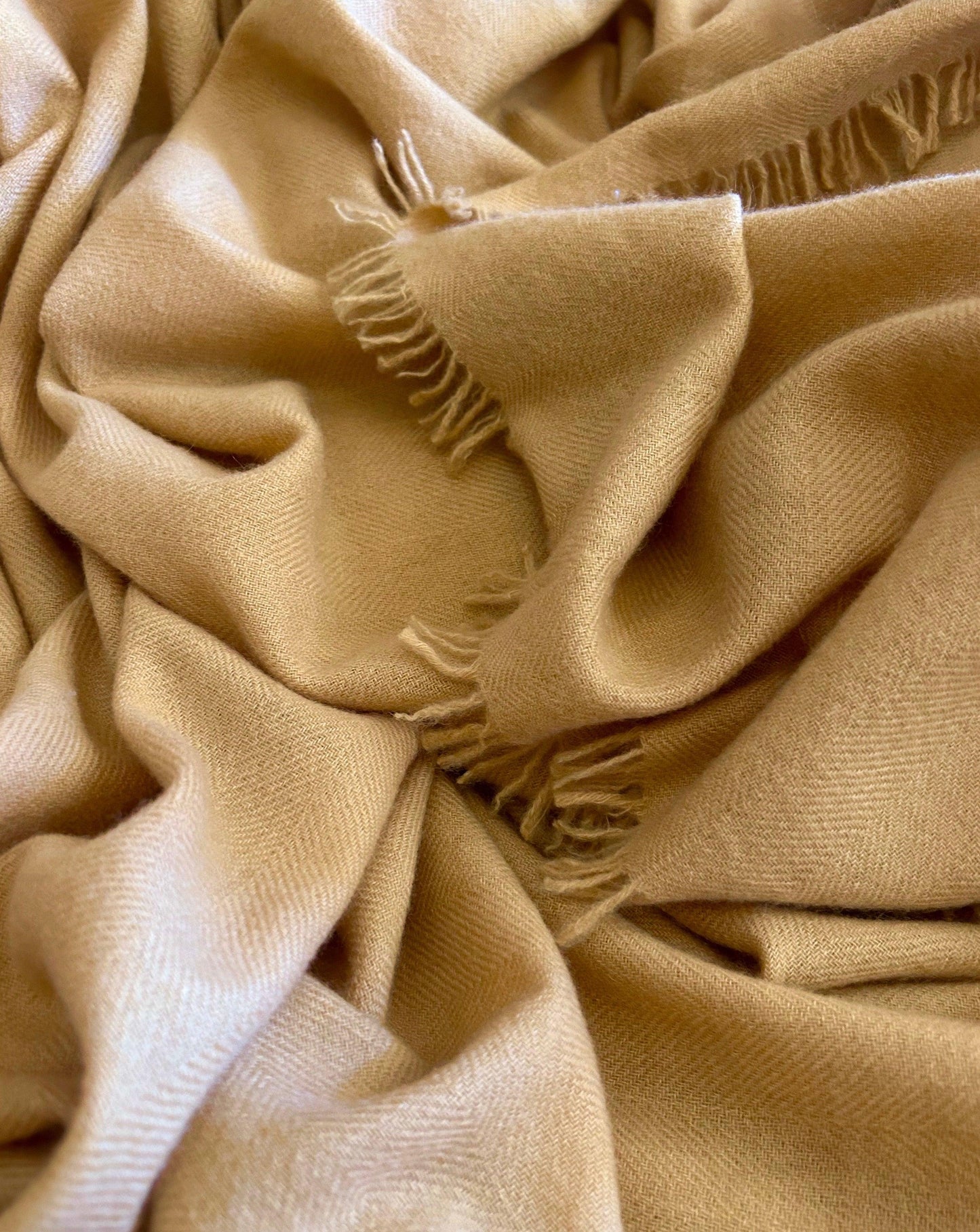 Cashmere Blanket Hand-Woven Mustard - Cashmere Luxe