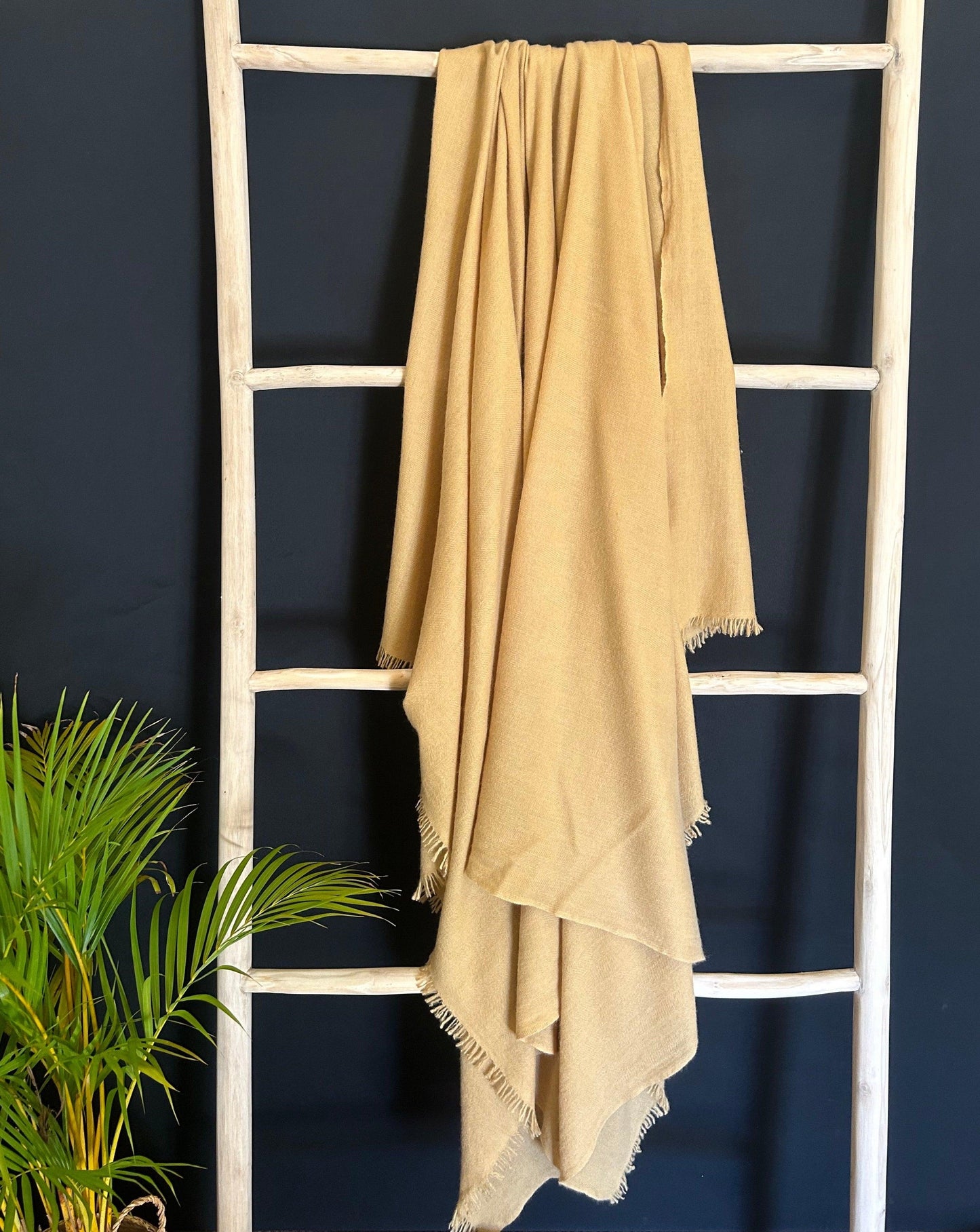 Cashmere Blanket Hand-Woven Mustard - Cashmere Luxe