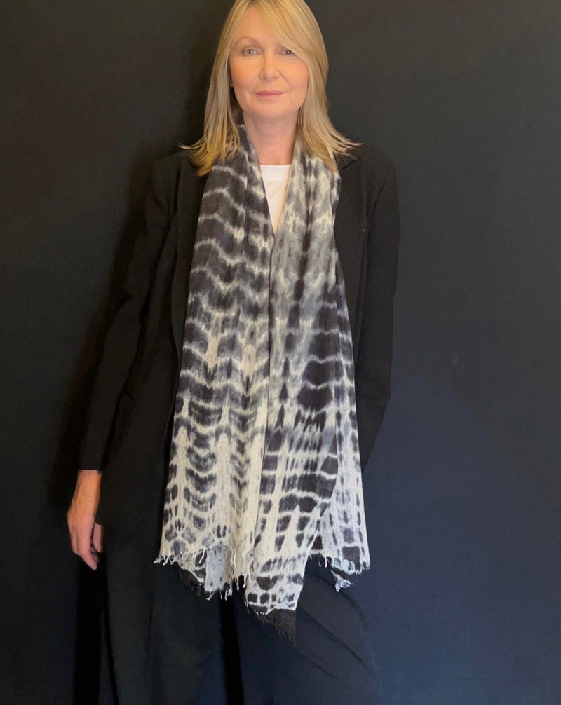 Cashmere Felted Scarf Hand Tie Dye - Navy - Cashmere Luxe
