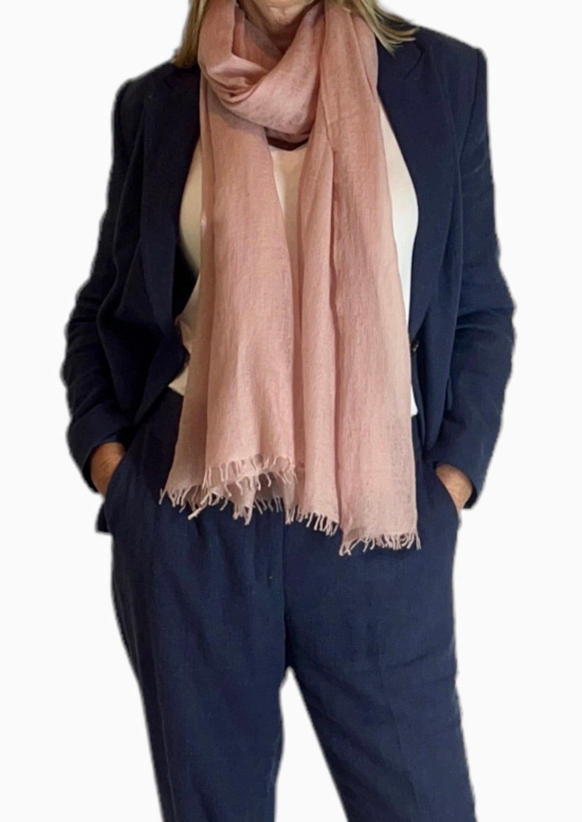 Cashmere Softly Felted Scarf Hand-Woven- Rose - Cashmere Luxe