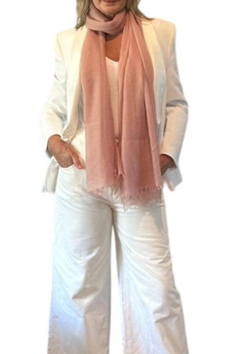 Cashmere Softly Felted Scarf Hand-Woven- Rose - Cashmere Luxe