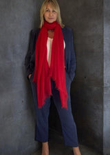 Cheery Red Cashmere Scarf - Cashmere Luxe