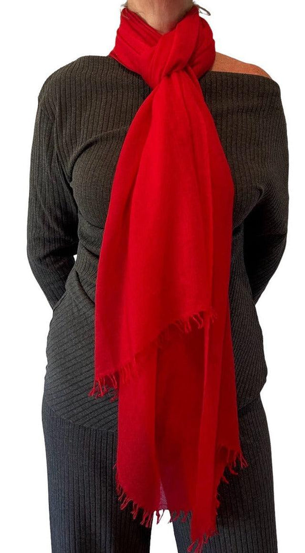 Cheery Red Cashmere Scarf - Cashmere Luxe