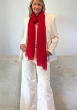 Cheery Red Cashmere Scarf - Cashmere Luxe