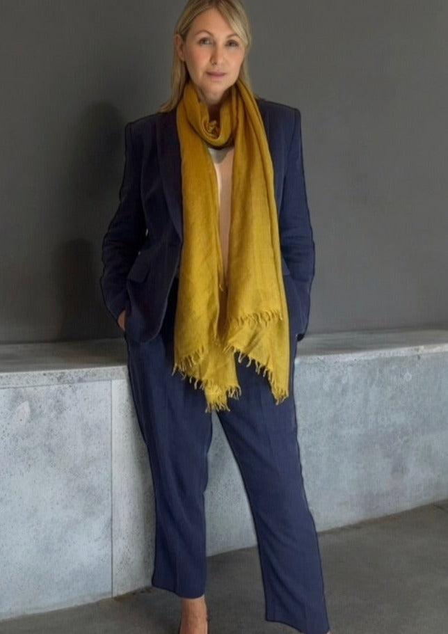 Golden Mustard Cashmere Scarf - Cashmere Luxe