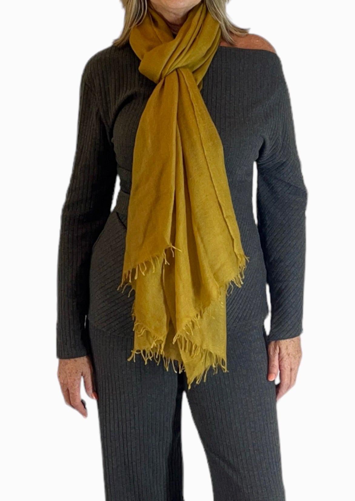 Golden Mustard Cashmere Scarf - Cashmere Luxe