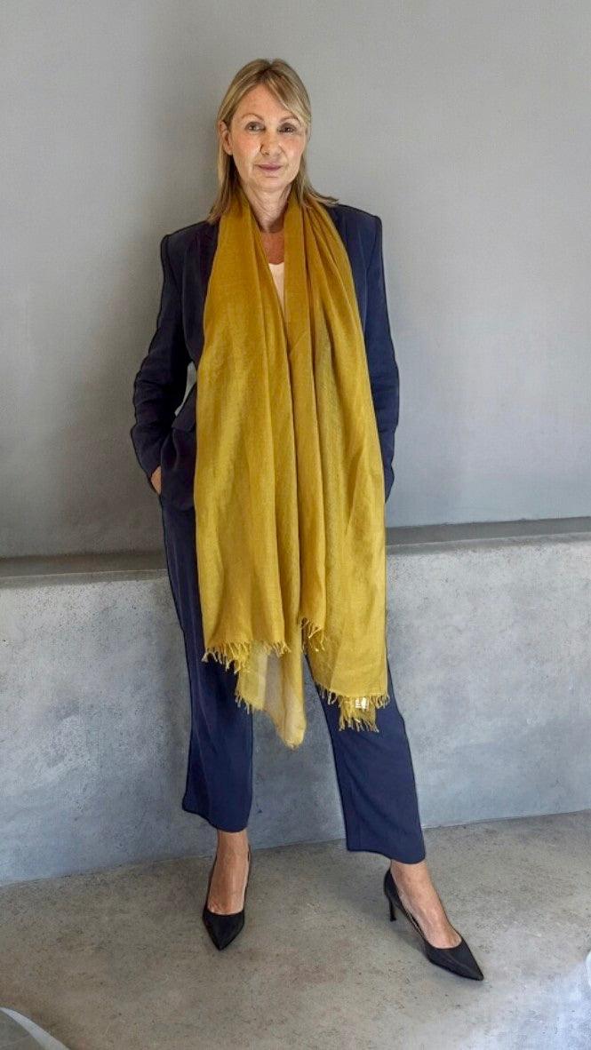 Golden Mustard Cashmere Scarf - Cashmere Luxe