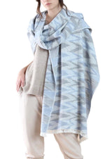 IKAT WRAP BLUE GREY - Cashmere Luxe
