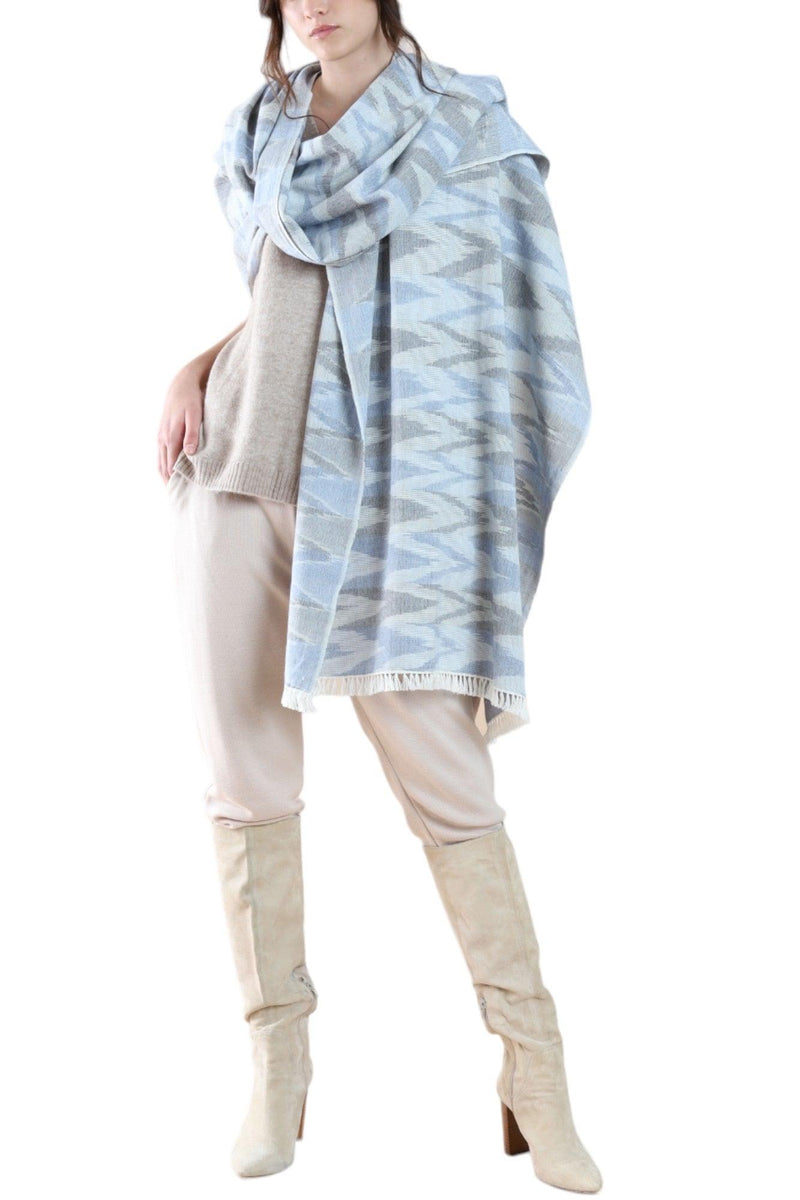 IKAT WRAP BLUE GREY - Cashmere Luxe