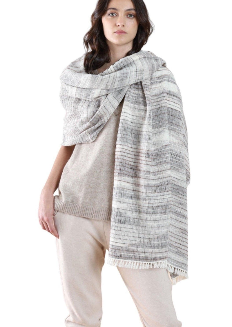 IKAT WRAP BROWN CREAM - Cashmere Luxe