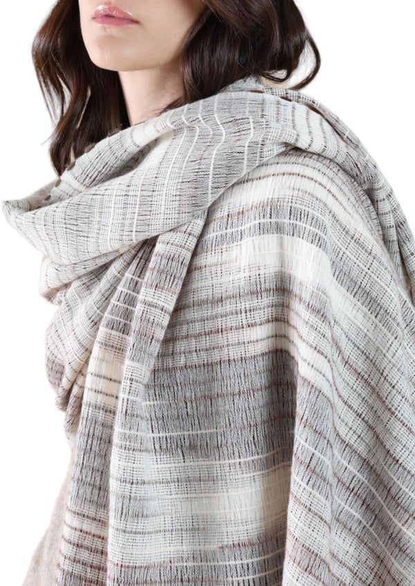 IKAT WRAP BROWN CREAM - Cashmere Luxe
