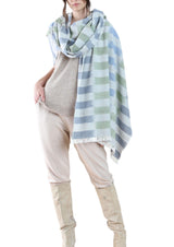 IKAT WRAP OCEAN BLUE & GREY - Cashmere Luxe