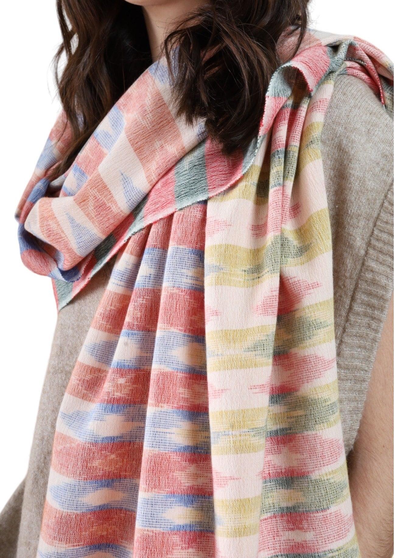 IKAT WRAP RED GREEN BLUE - Cashmere Luxe