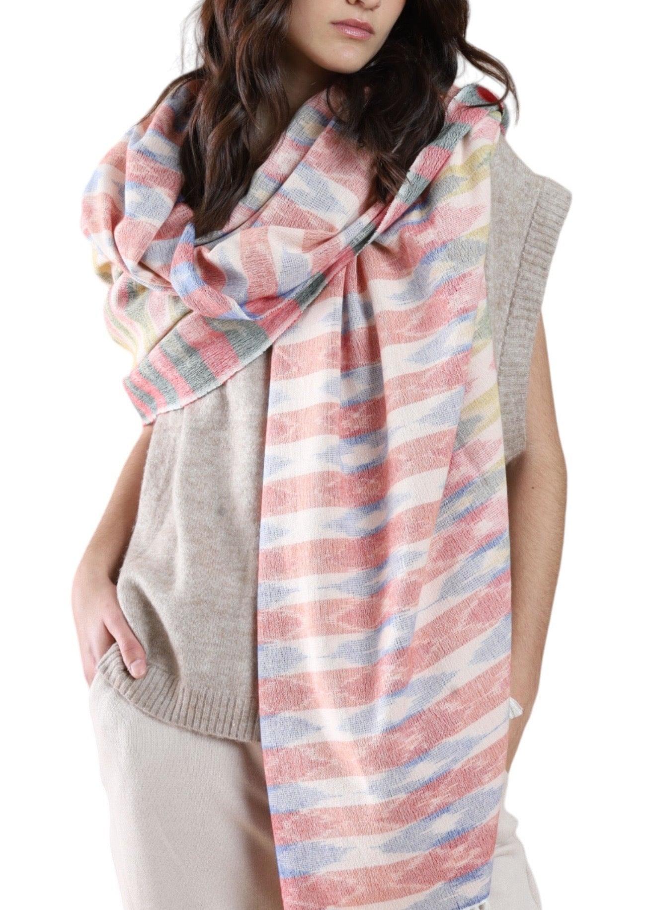 IKAT WRAP RED GREEN BLUE - Cashmere Luxe