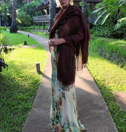 Earth Brown Handwoven Cashmere Wrap
