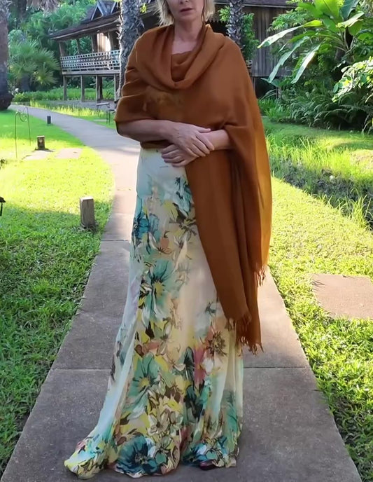 Burnt Bronze Cashmere Wrap – Handloom Himalayan Luxury Scarf