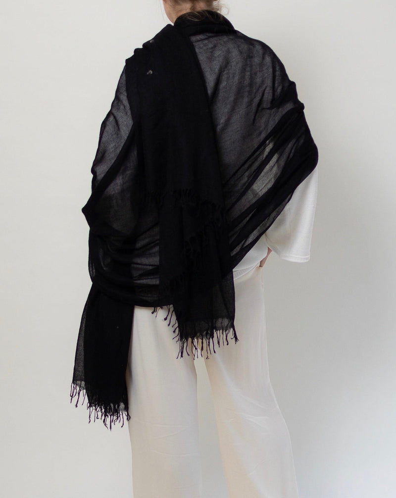 Pure Cashmere Wrap Black - Cashmere Luxe