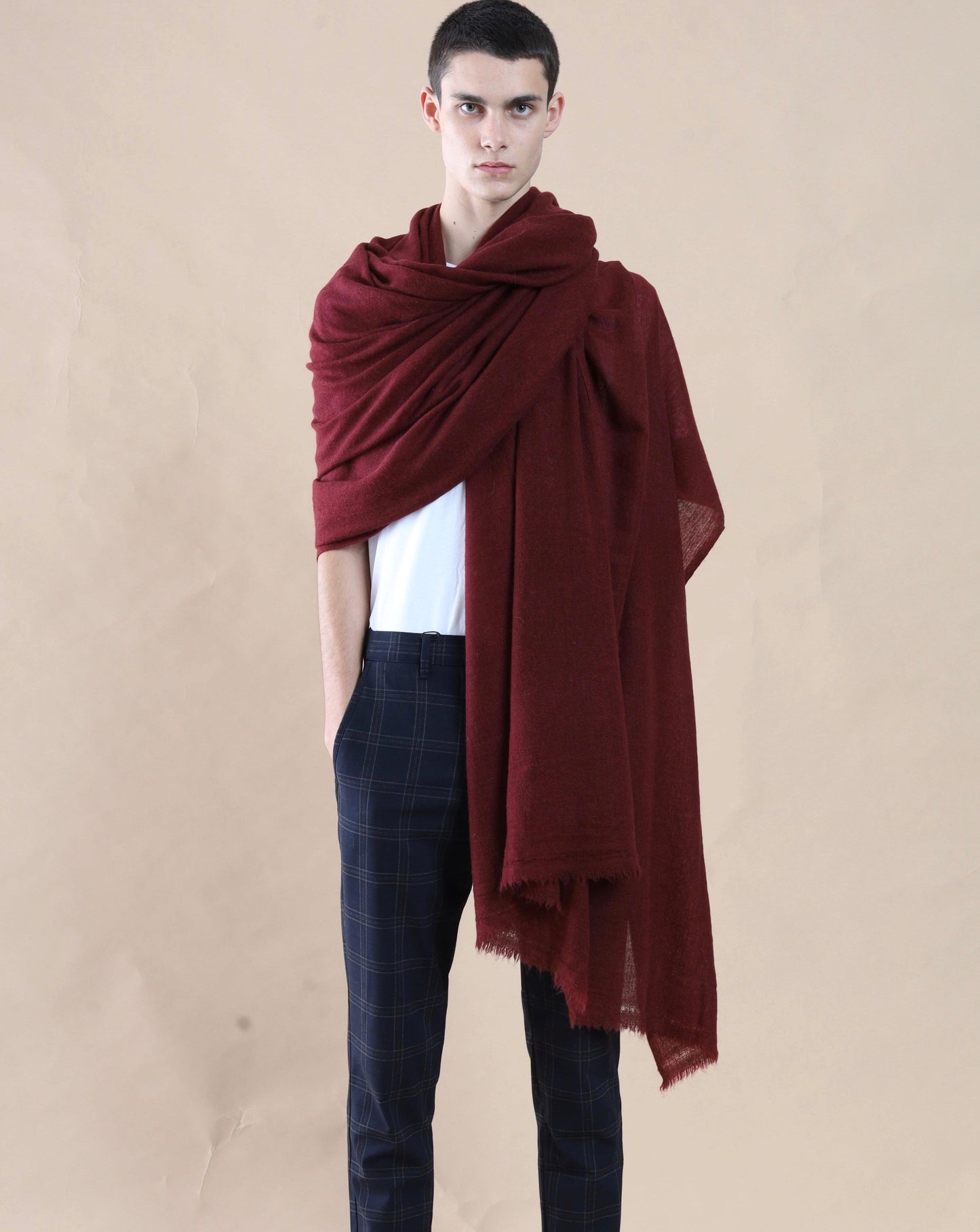 Travel Wrap Maroon - Cashmere Luxe